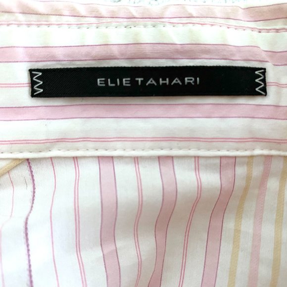 Tahari Pink Stripe Dress Shirt for Women | Seersucker Pink & White Blouse - Picture 3 of 8